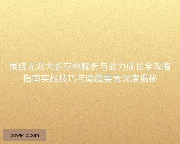 围绕无双大蛇存档解析与战力成长全攻略指南实战技巧与隐藏要素深度揭秘
